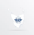 Vector map Tasmania combined with International Civil Aviation Organization ICAO flag