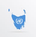 Vector map Tasmania combined with United Nations flag