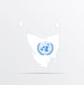 Vector map Tasmania combined with United Nations flag