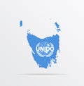 Vector map Tasmania combined with United Nations Industrial Development Organization UNIDO flag