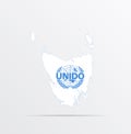 Vector map Tasmania combined with United Nations Industrial Development Organization UNIDO flag