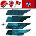 Map of Tennessee with Regions