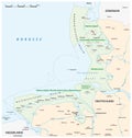 Vector map of the three Wadden Sea National Parks in german language, Germany