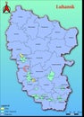 Vector map of the Ukraine administrative divisions of Luhansk Region with City, City Council, District, Raion