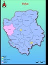 Vector map of the Ukraine administrative divisions of Volyn Region with City, City Council, District, Raion