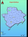 Vector map of the Ukraine administrative divisions of Zaporizhzhya Region with City, City Council, District, Raion