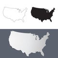 Vector map USA in paper cut style. Outline USA map. Isolated vector Illustration.