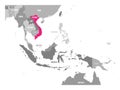 Vector map of Vietnam. Pink highlighted in Southeast Asia region