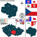 Map of Vysocina, Czech Republic