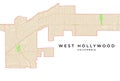 Vector map of West Hollywood, California, USA