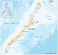 Vector map of west philippine island Palawan Royalty Free Stock Photo