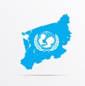 Vector map West Pomeranian Voivodeship Poland combined with United Nations Childrens Fund UNICEF flag