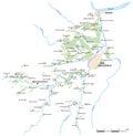 Vector map of the wine growing areas on the Nahe River