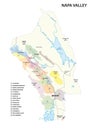 Vector map of wine growing regions in Californias Napa Valley District, United States