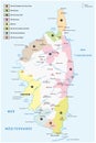 Vector map of the wine growing regions on the French Mediterranean island of Corsica