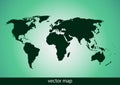 Vector map of the world isolated on a green background, flat style Royalty Free Stock Photo