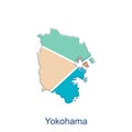 vector map of Yokohama modern outline design, Borders of Japan for your infographic. Vector illustration. design template Royalty Free Stock Photo