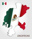 Vector map of Zacatecas state combined with waving Mexican national flag - Vector