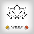 Vector maple leaf icon Autumn leaves Canada symbol. Line design Royalty Free Stock Photo