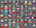 Vector maps and flags of all asian countries arranged in alphabetical order Royalty Free Stock Photo