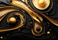 Black And Golden Luxury Abstract Background With Waves And Lines