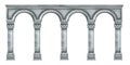 Vector marble column illustration, roman stone arch, ancient Greek temple pillar isolated on white.