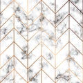 Vector marble texture, seamless pattern design with golden geometric lines, black and white marbling surface, modern luxurious