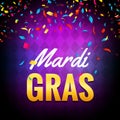 Vector mardi gras carnival greeting card. Purple festive illustration. Fun holiday party poster of mardi gras