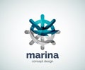 Vector marina, steering wheel logo template