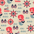 Vector marine seamless pattern