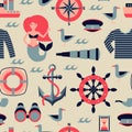 Vector marine seamless pattern