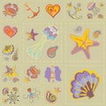 Vector Marine Seamless Pattern. Sea Patchwork. Royalty Free Stock Photo