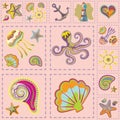 Vector Marine Seamless Pattern. Sea Patchwork.