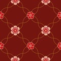 Vector maroon seamless pattern background: Woven Rosettes. Royalty Free Stock Photo