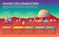 Vector mars colonization infographics timeline