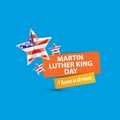 Vector Martin Luther King Jr day us sticker or label on blue background. Martin Luther King Jr day vector