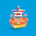 Vector Martin Luther King Jr day us sticker or label on blue background. Martin Luther King Jr day vector