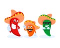 Vector mascot, cartoon, and illustration of a chilli wearing sombrero, mascot of a mexican chili cartoon Royalty Free Stock Photo