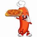 vector mascot character illustration of a delicious pizza maker chef sausage Royalty Free Stock Photo