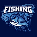 Mascot of fishing giant trevally Royalty Free Stock Photo