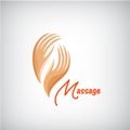 Vector massage logo, 2 hands silhouette icon, business concept.