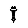 Vector master mister mr pen writer. Fountain pen with hat and mustache abstract logo icon illustration design Royalty Free Stock Photo