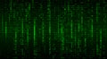 Vector Matrix background with the green symbols. Stream of futuristic code symbols on screen. Coding or Hacker concept