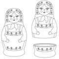 Vector matryoshka coloring book. Illustration on a white background