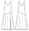 Vector maxi dress with front slit technical drawing