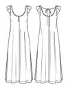 Vector maxi dress with side slit technical drawing