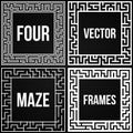 Vector Maze Frame Set. Vintage Maze Border