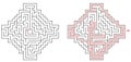 Vector maze inside the shape of a jewel. Find the way out from center of labyrinth. Medium level difficulty puzzle for