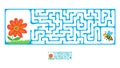 Vector Maze, Labyrinth with Flying Bee and flower Royalty Free Stock Photo