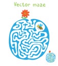 Vector Maze, Labyrinth with Flying Bee and flower Royalty Free Stock Photo